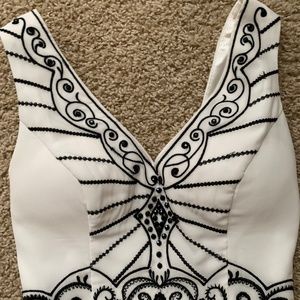 Chi Chi London White Dress W/ Black Embroidery